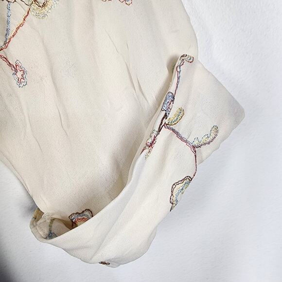 Vtg Apparenza Women 2Pc Tank Shirt M Button Floral Embroidered 3/4 Cuffed Sleeve - Picture 12 of 13